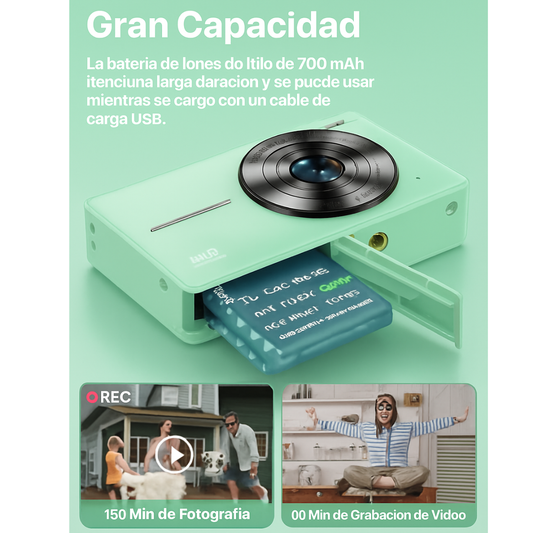 Cámara digital portátil FHD1080P de 44MP para niños, con pantalla LCD de 2.4", incluye tarjeta de memoria de 32G.