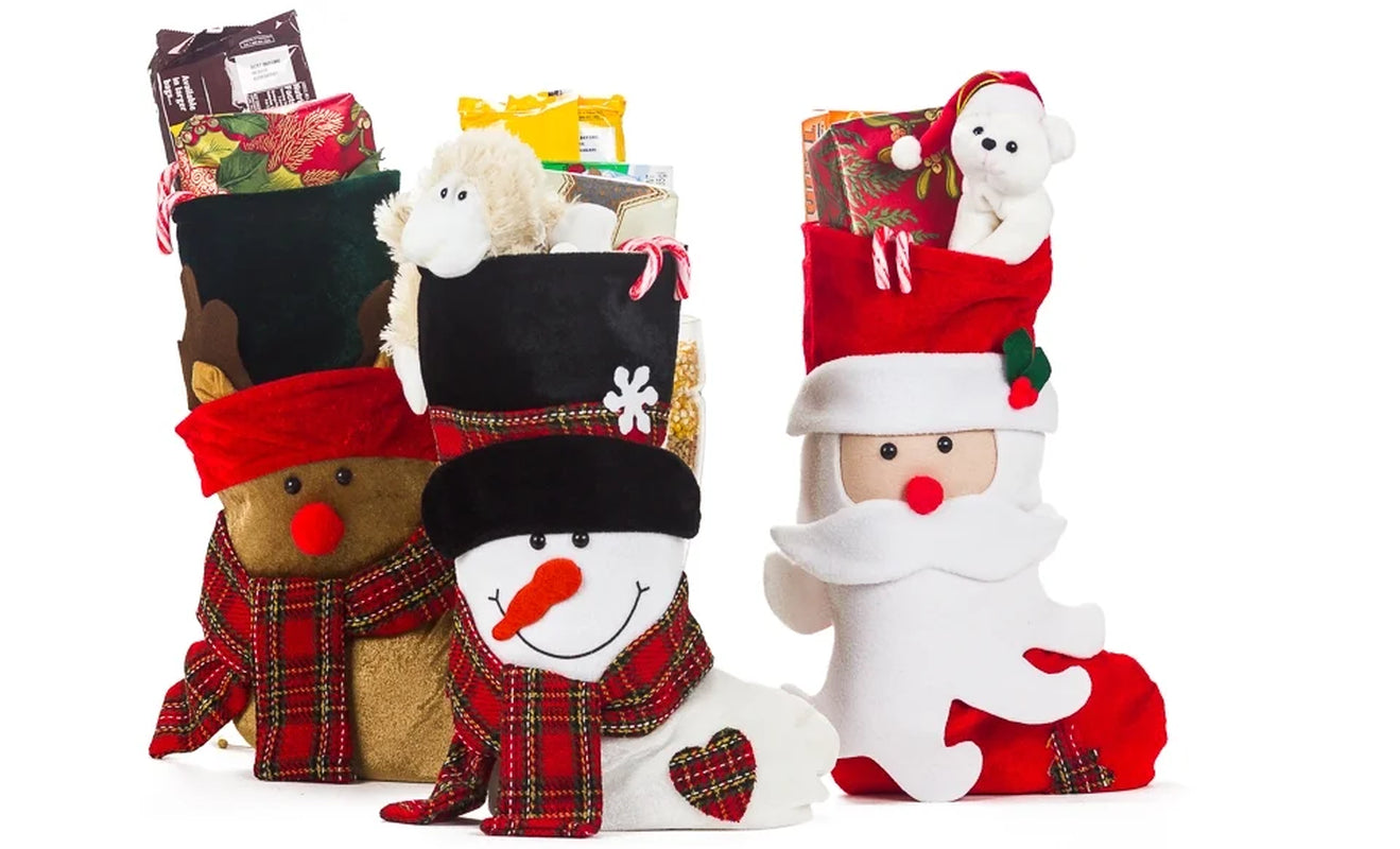 Lexi Home 18” 3 Pc Set Christmas Stocking - Santa and Friends