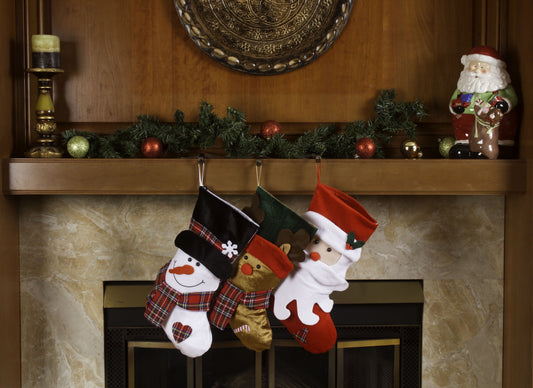 Lexi Home 18” 3 Pc Set Christmas Stocking - Santa and Friends