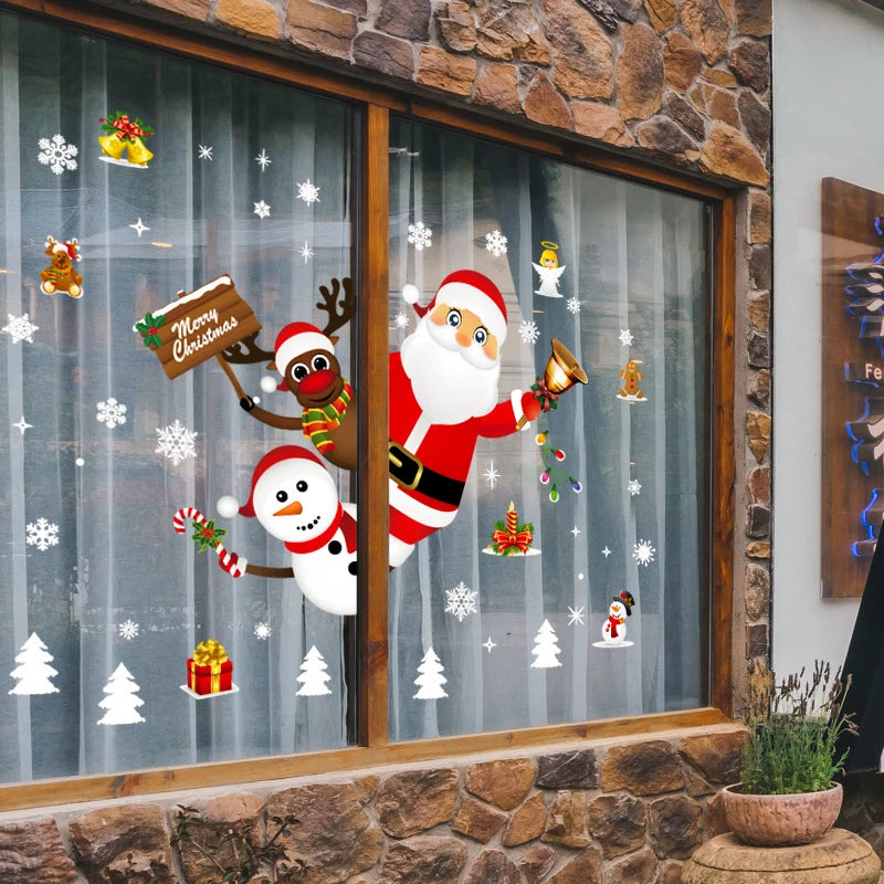 Adhesivo navideño para ventana, decoraciones navideñas para el hogar 2025