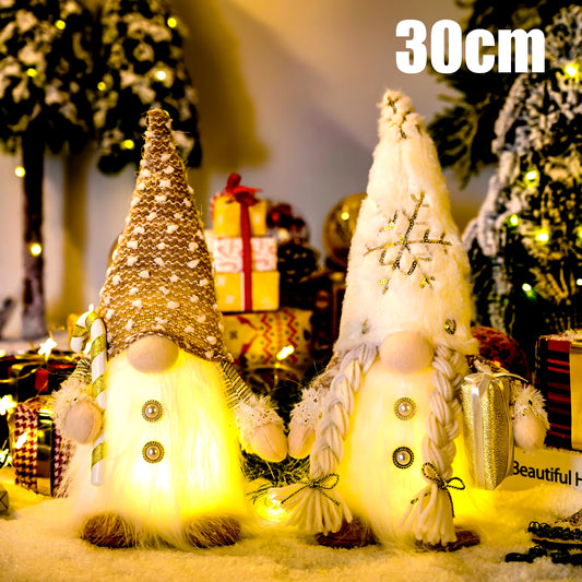 30Cm Glowing Gnome Christmas Decorations 2024 Faceless Plush Dolls Elf Home Ornaments Navidad New Year 2024 Gift