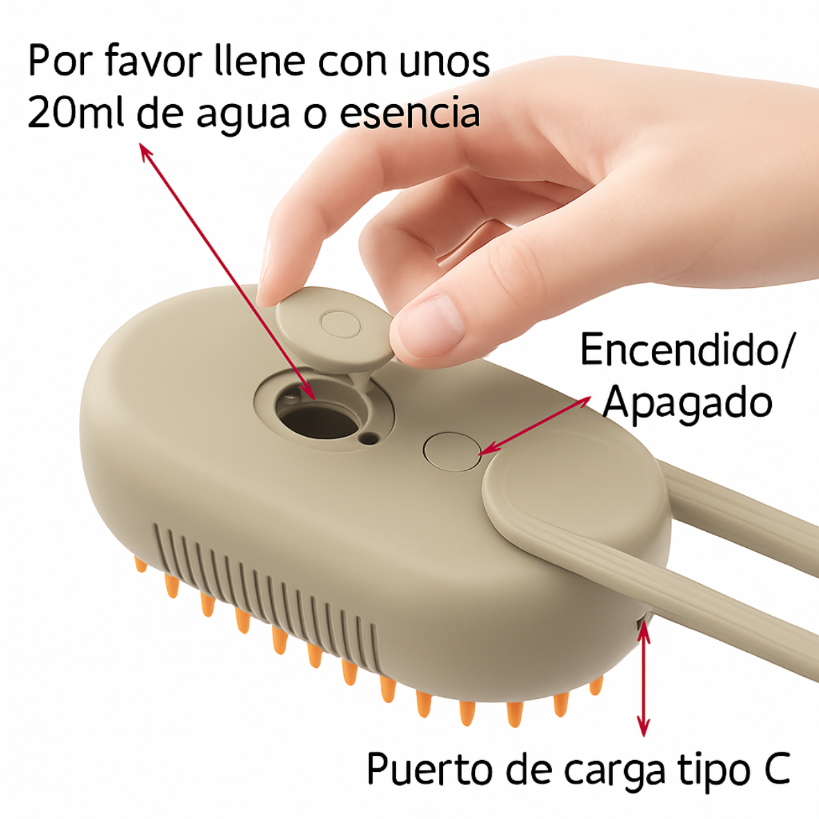 Cepillo de Vapor Removedor de Pelo para Mascotas