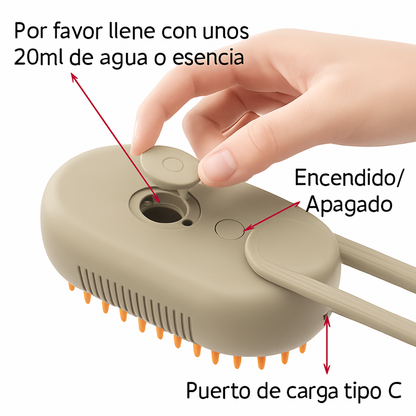 Cepillo de Vapor Removedor de Pelo para Mascotas