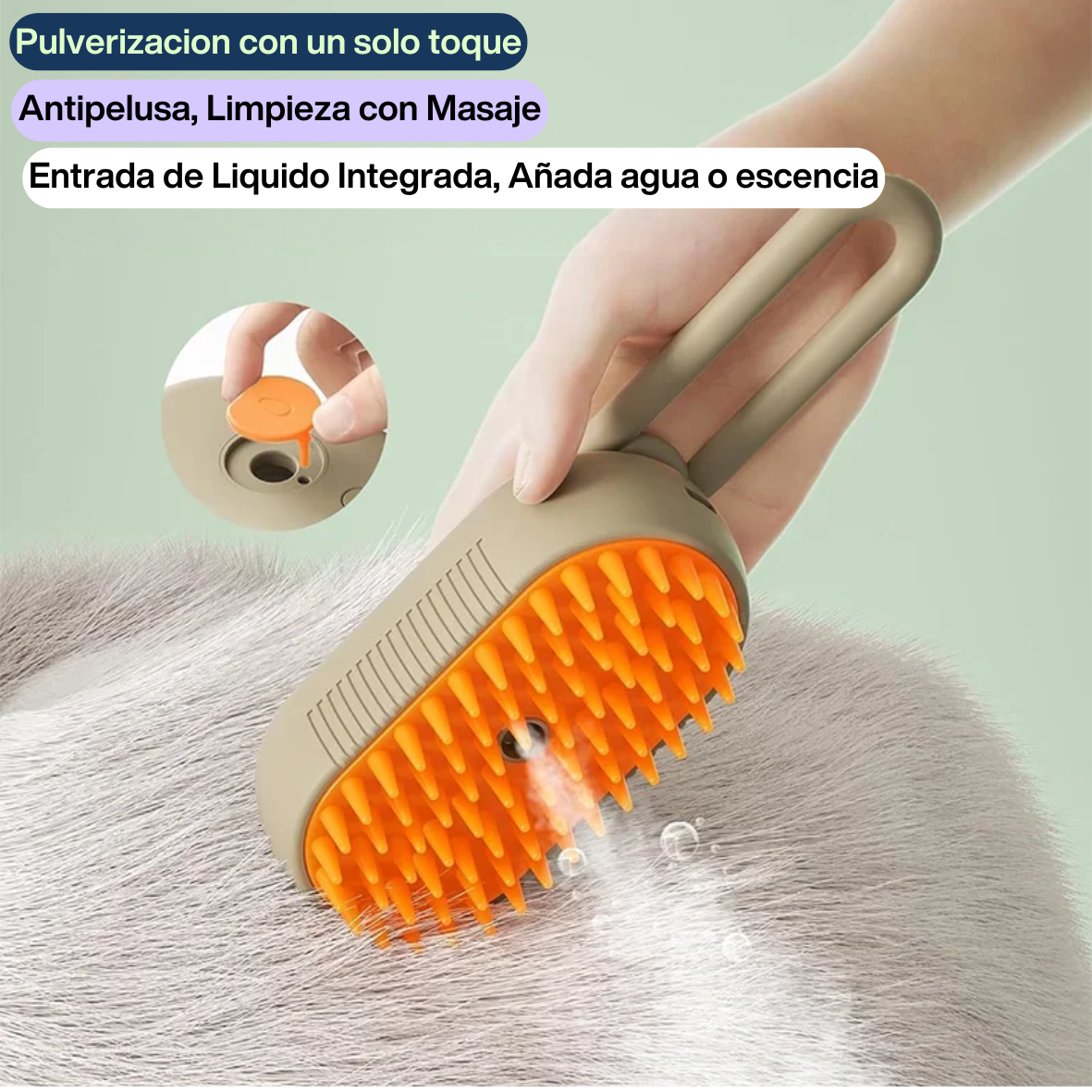 Cepillo de Vapor Removedor de Pelo para Mascotas