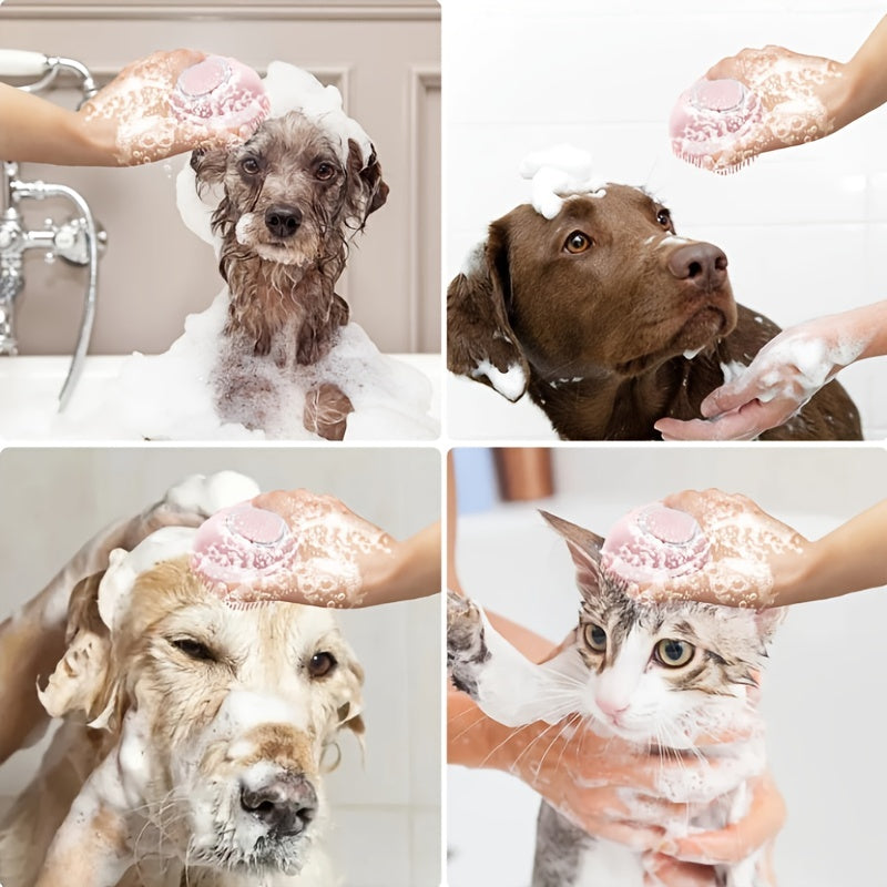 Cepillo de baño masajeador para perros con cabezal desmontable y cerdas suaves - Cepillo delicado para el cuidado de mascotas sensibles, diseño fácil de limpiar, - Ideal para la hora del baño