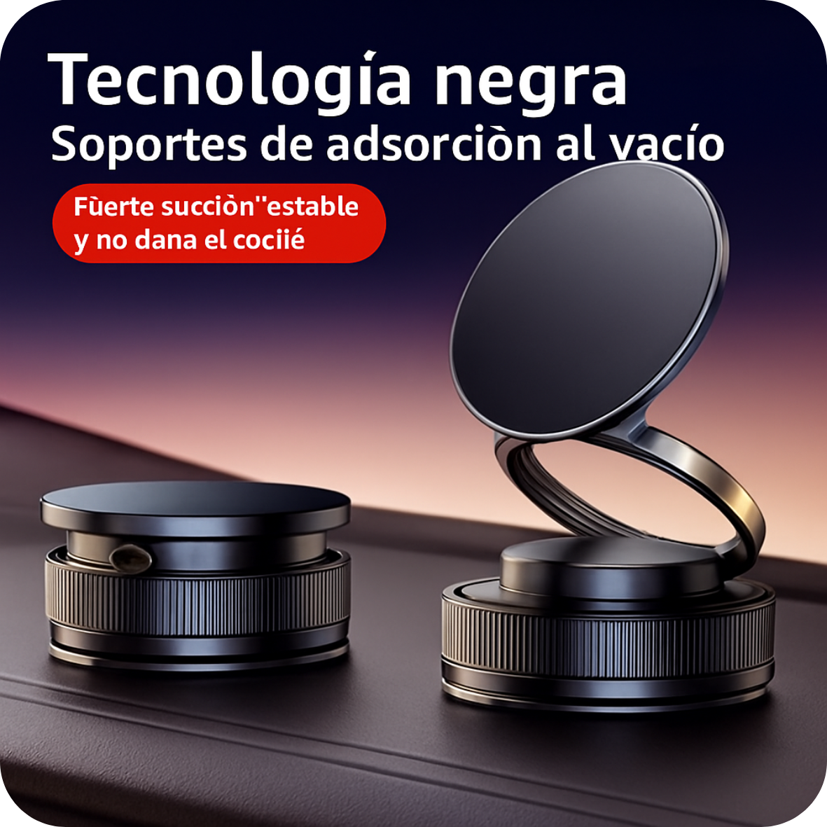 Soporte magnético giratorio de 360° para teléfono móvil de coche - Ventosa de succión súper fuerte, soporte magnético, soporte universal para todos los smartphones