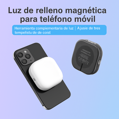 Mini luz LED magnética universal para selfies con teléfono, compatible con iPhone 12, 13 y 14 con MagSafe. Lámpara LED cúbica con clip.