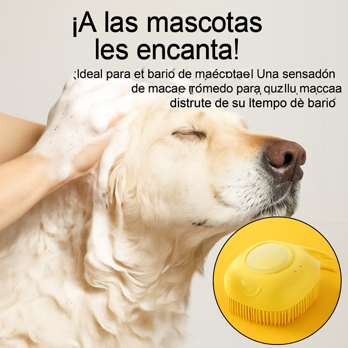 Cepillo de baño masajeador para perros con cabezal desmontable y cerdas suaves - Cepillo delicado para el cuidado de mascotas sensibles, diseño fácil de limpiar, - Ideal para la hora del baño