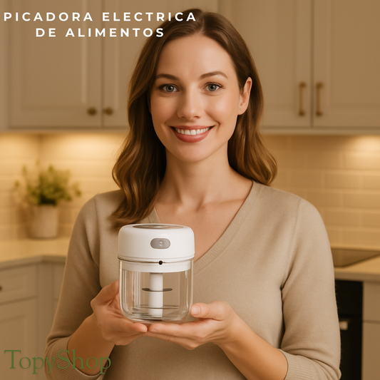 Picadora eléctrica de alimentos (250 ml), 3 cuchillas para picar, moler, triturar y batir, 30 W