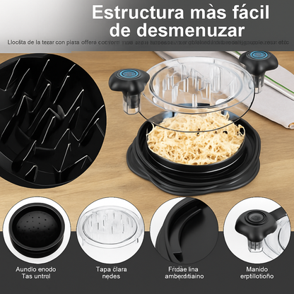 Trituradora de pollo, cerdo y ternera con tapa. Ideal para desmenuzar pechuga de pollo, cerdo y ternera.