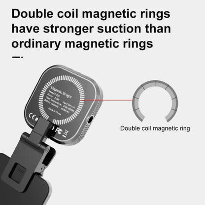 Mini luz LED magnética universal para selfies con teléfono, compatible con iPhone 12, 13 y 14 con MagSafe. Lámpara LED cúbica con clip.
