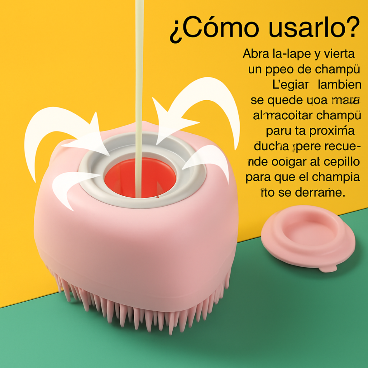 Cepillo de baño masajeador para perros con cabezal desmontable y cerdas suaves - Cepillo delicado para el cuidado de mascotas sensibles, diseño fácil de limpiar, - Ideal para la hora del baño