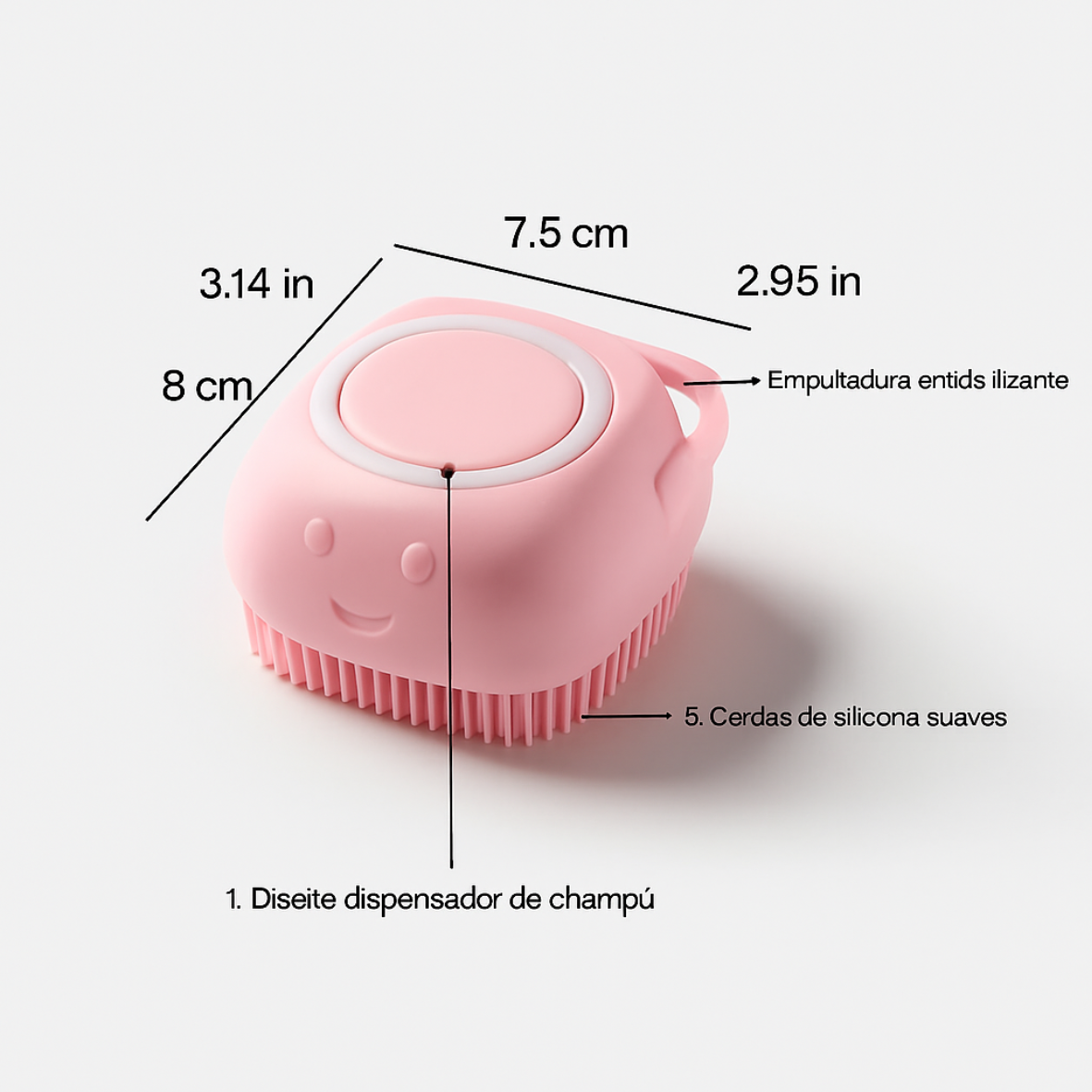 Cepillo de baño masajeador para perros con cabezal desmontable y cerdas suaves - Cepillo delicado para el cuidado de mascotas sensibles, diseño fácil de limpiar, - Ideal para la hora del baño