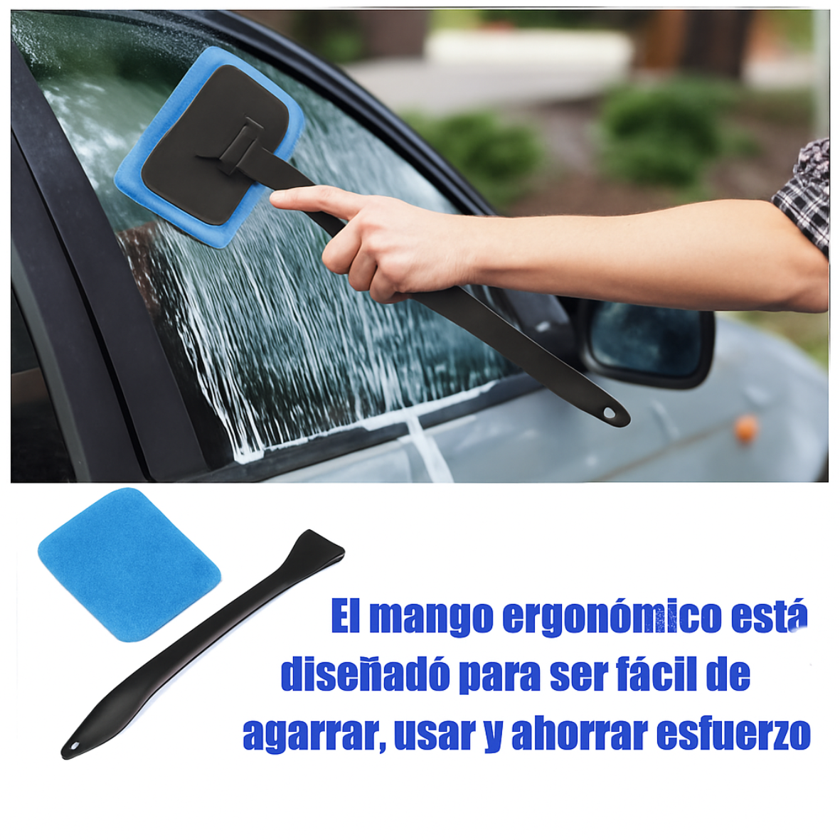 Kit de cepillos limpiacristales para coche, herramienta de limpieza de parabrisas de microfibra, limpiaparabrisas interior para coche, mango largo, reutilizablele Cloth Pad