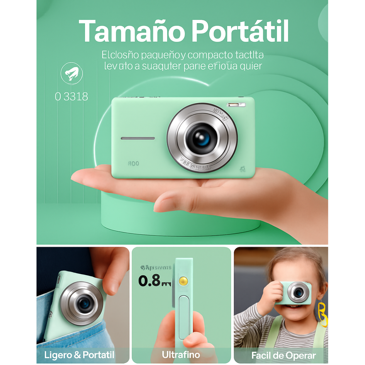 Cámara digital portátil FHD1080P de 44MP para niños, con pantalla LCD de 2.4", incluye tarjeta de memoria de 32G.