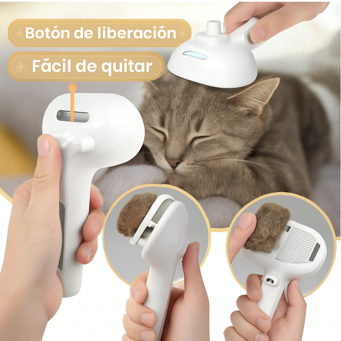 Cepillo de Vapor Removedor de Pelo para Mascotas