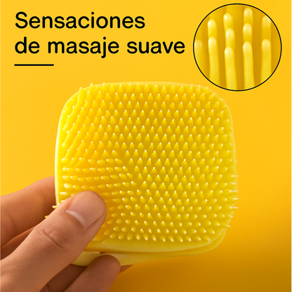 Cepillo de baño masajeador para perros con cabezal desmontable y cerdas suaves - Cepillo delicado para el cuidado de mascotas sensibles, diseño fácil de limpiar, - Ideal para la hora del baño