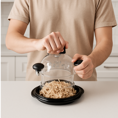 Trituradora de pollo, cerdo y ternera con tapa. Ideal para desmenuzar pechuga de pollo, cerdo y ternera.