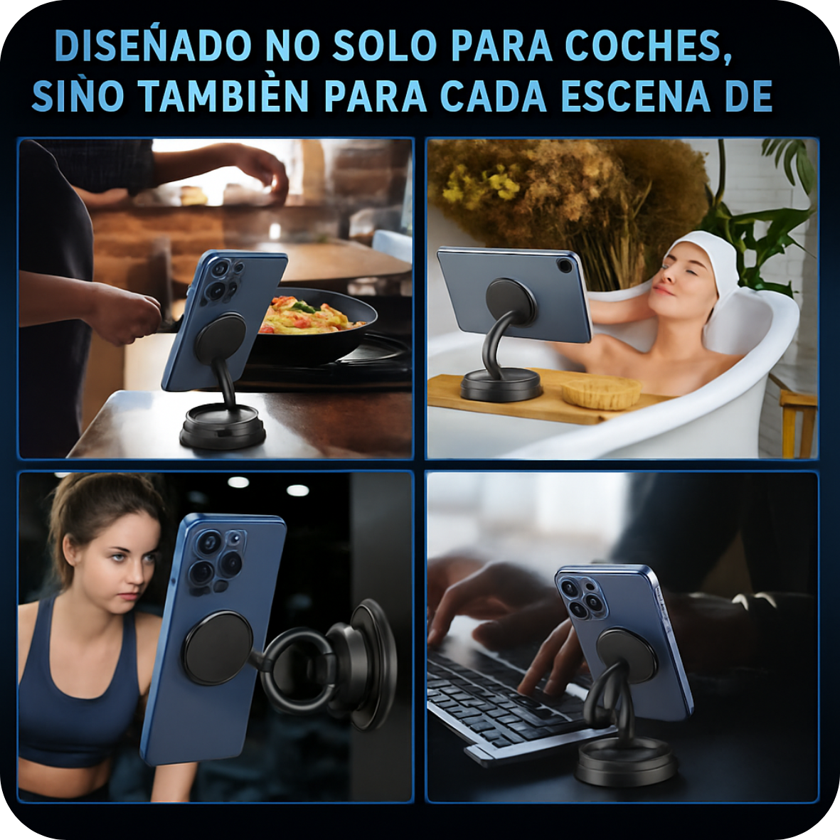 Soporte magnético giratorio de 360° para teléfono móvil de coche - Ventosa de succión súper fuerte, soporte magnético, soporte universal para todos los smartphones