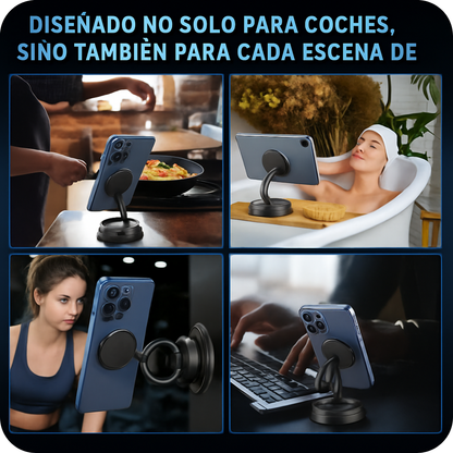 Soporte magnético giratorio de 360° para teléfono móvil de coche - Ventosa de succión súper fuerte, soporte magnético, soporte universal para todos los smartphones