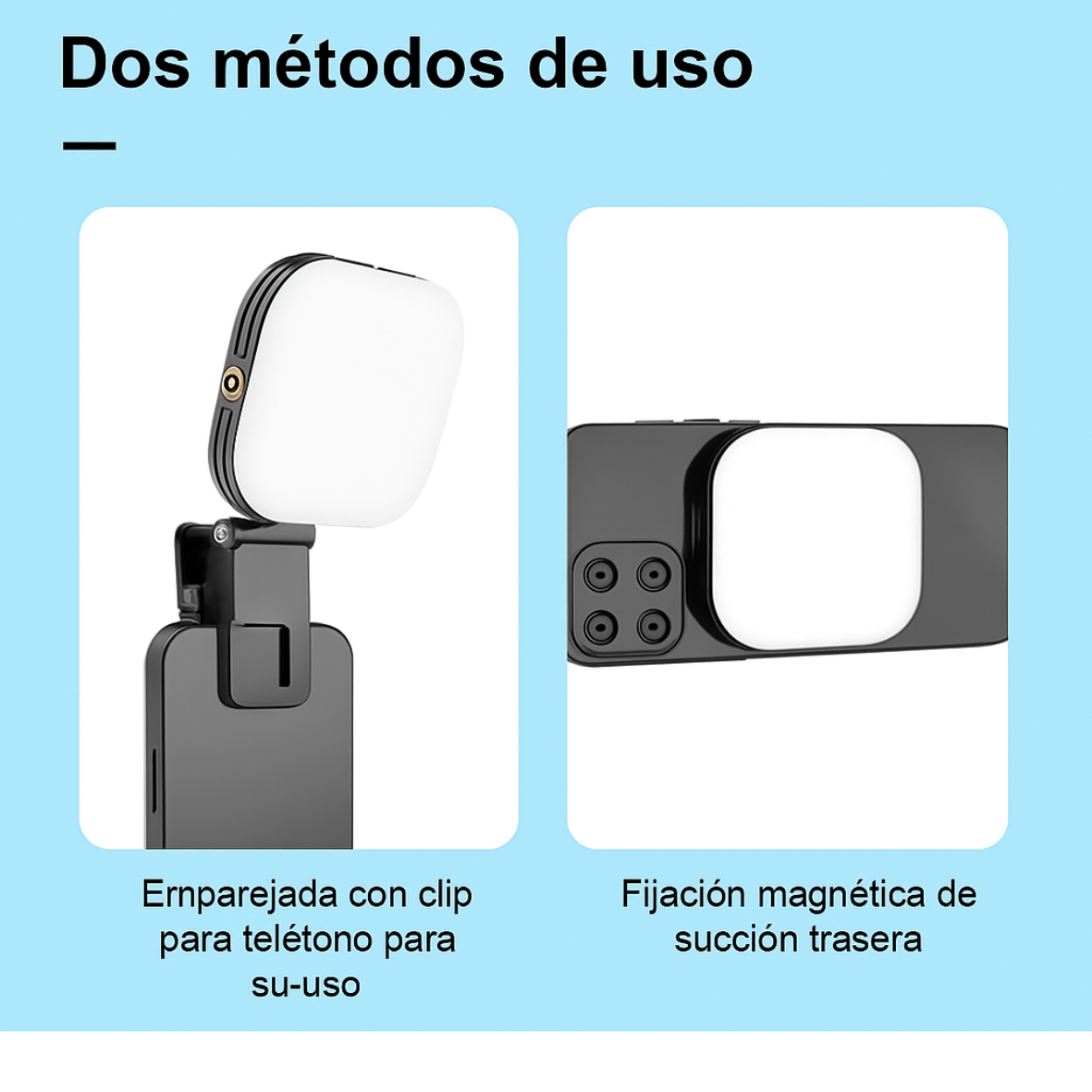 Mini luz LED magnética universal para selfies con teléfono, compatible con iPhone 12, 13 y 14 con MagSafe. Lámpara LED cúbica con clip.
