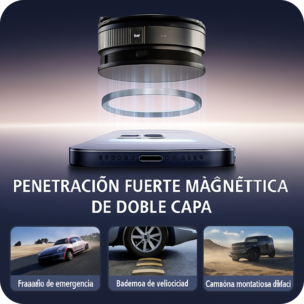 Soporte magnético giratorio de 360° para teléfono móvil de coche - Ventosa de succión súper fuerte, soporte magnético, soporte universal para todos los smartphones