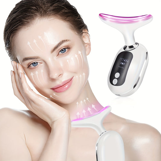 Neck Beauty Instrument Triple Colour Light Face Beauty Device Face Massager, 3 Adjustable Modes, The First Choice Of Gift
