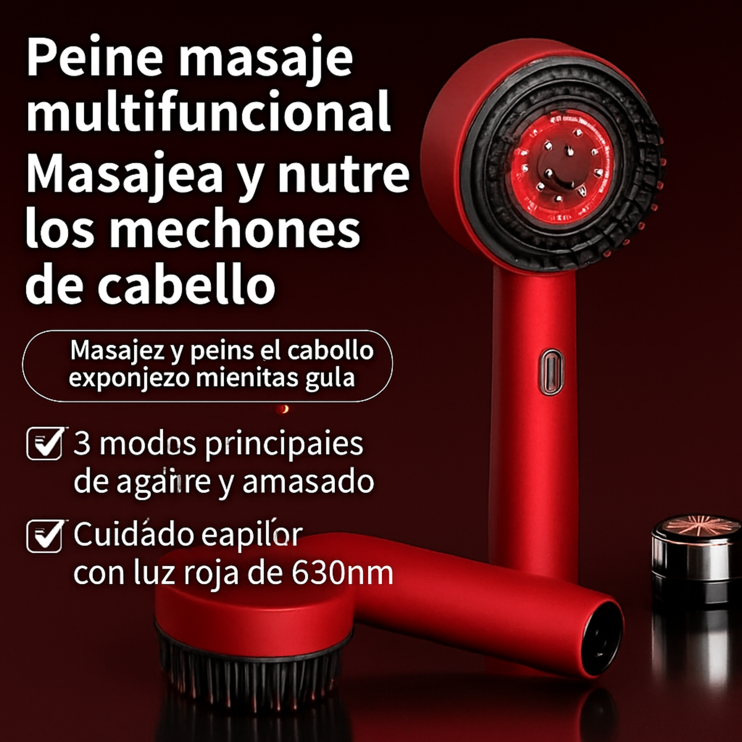 Cepillo eléctrico para el crecimiento del cabello con luz infrarroja, masajeador de puntos de acupuntura para el cuero cabelludo, peines depuradores para ejercicios anticaída.