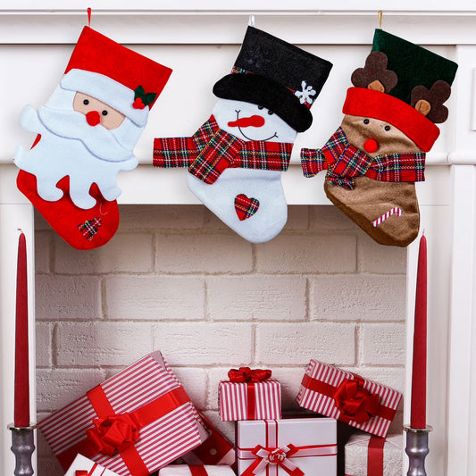 Lexi Home 18” 3 Pc Set Christmas Stocking - Santa and Friends