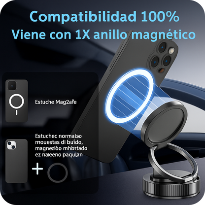 Soporte magnético giratorio de 360° para teléfono móvil de coche - Ventosa de succión súper fuerte, soporte magnético, soporte universal para todos los smartphones