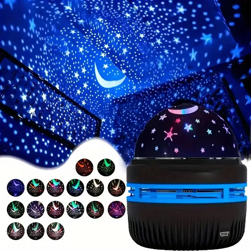 Cielo estrellado Luces LED nocturnas USB Proyector giratorio Lámpara Bola mágica Luna Estrella Luces navideñas Hogar Habitación Ambiente Decoraciones