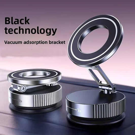 Upgraded Aluminum Alloy Vacuum Magnetic Car Phone Holder with 360° Rotation & Foldable Design Strong Magnetic Absorption