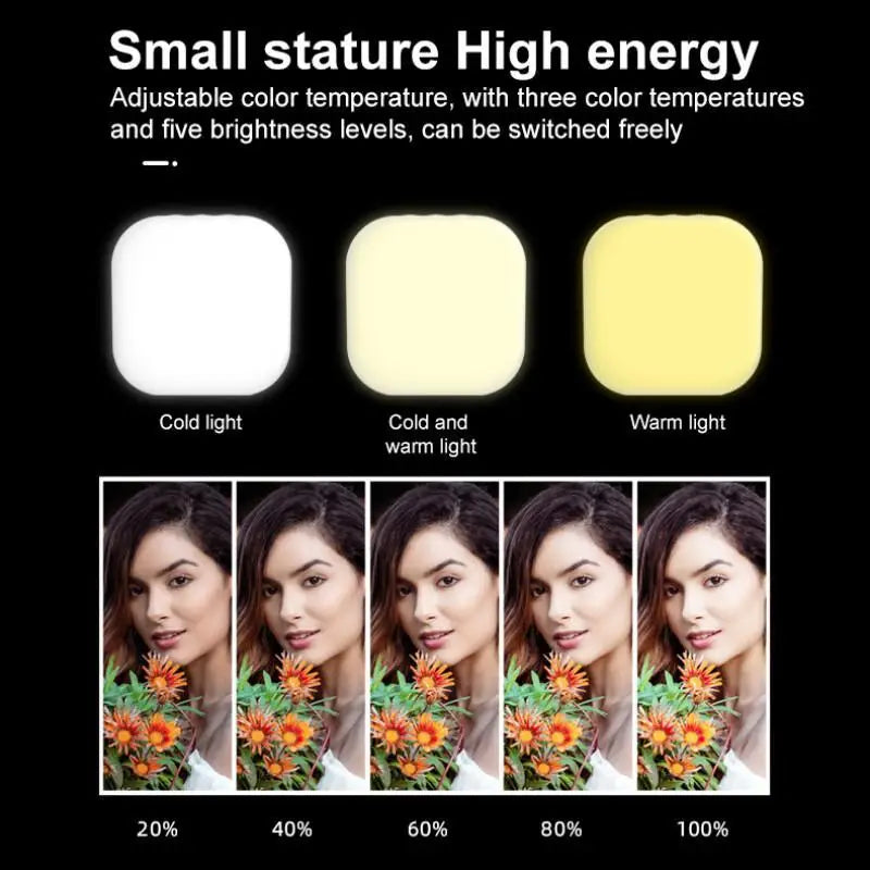 Mini luz LED magnética universal para selfies con teléfono, compatible con iPhone 12, 13 y 14 con MagSafe. Lámpara LED cúbica con clip.