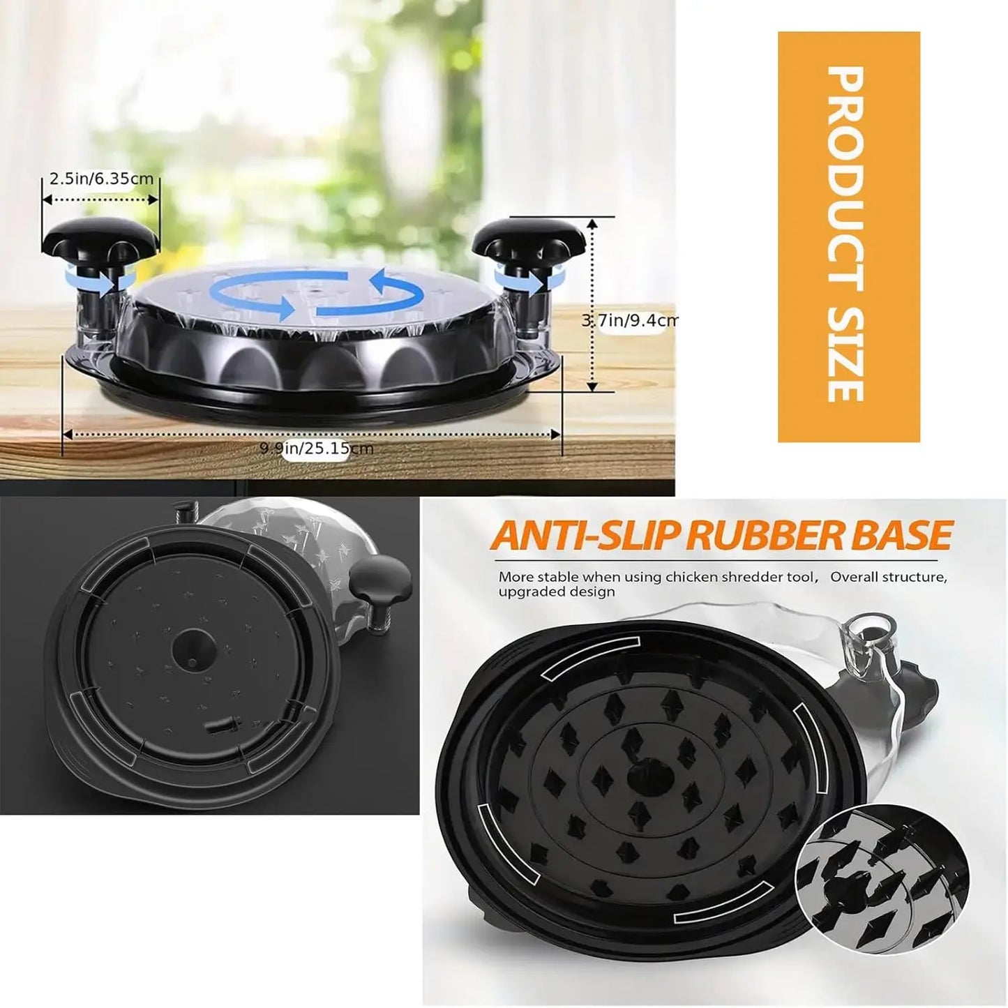 Trituradora de pollo, cerdo y ternera con tapa. Ideal para desmenuzar pechuga de pollo, cerdo y ternera.