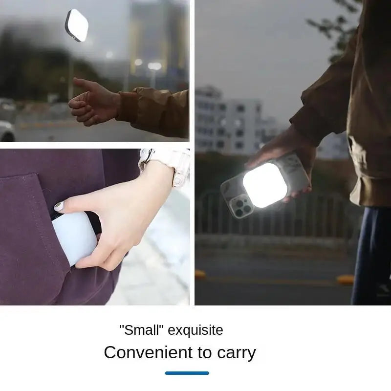 Mini luz LED magnética universal para selfies con teléfono, compatible con iPhone 12, 13 y 14 con MagSafe. Lámpara LED cúbica con clip.