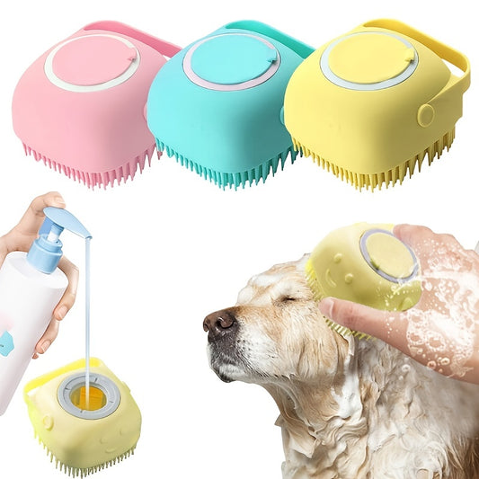 Cepillo de baño masajeador para perros con cabezal desmontable y cerdas suaves - Cepillo delicado para el cuidado de mascotas sensibles, diseño fácil de limpiar, - Ideal para la hora del baño