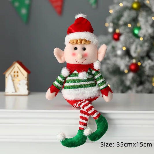 33X11Cm Red Green Christmas Decoration Plush Leg Elf Doll Ornaments Boys Girls Elves Toy Doll New Year Navidad Home Decoration