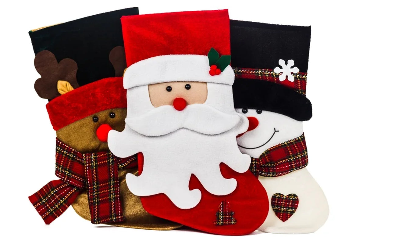 Lexi Home 18” 3 Pc Set Christmas Stocking - Santa and Friends
